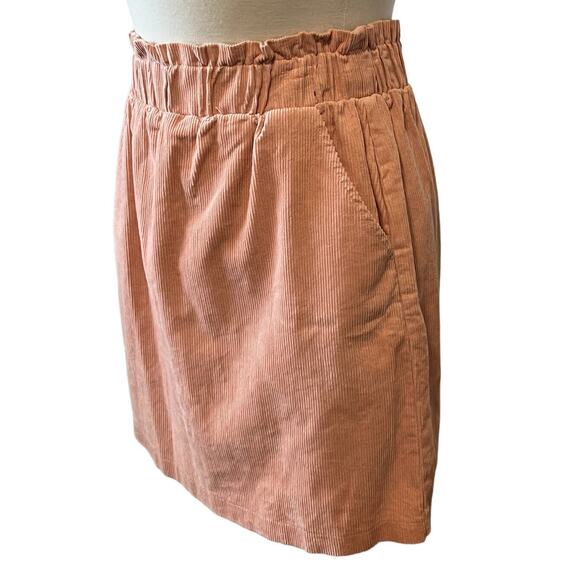 Copper Key Corduroy Mini Skirt Peachy Pink Cotton Pockets Women's L Boho Casual - Picture 2 of 4